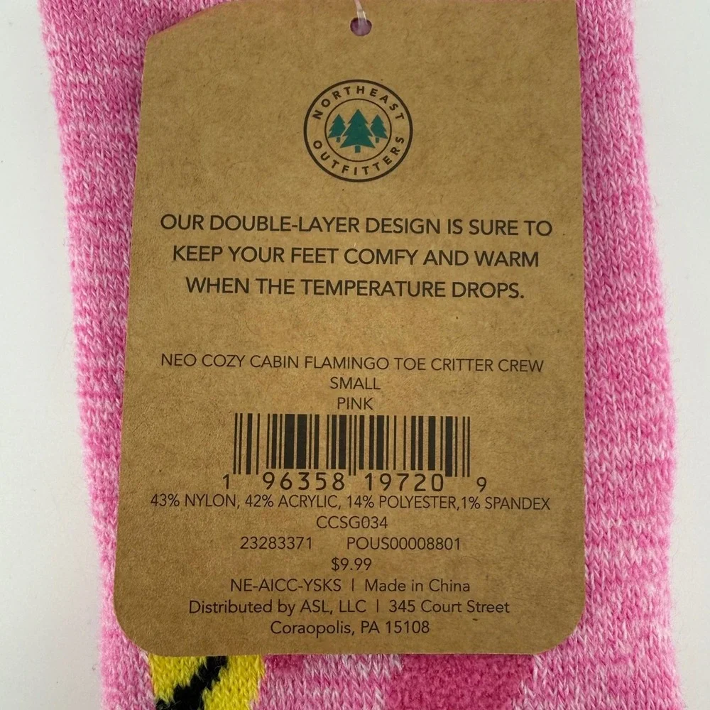 NWT Northeast Outfitters Cozy Cabin Aloe Infused Flamingo Socks Size Y 10K-4‎